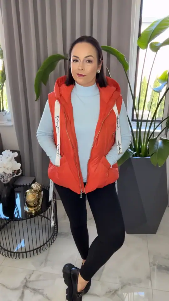 Bezrękawnik pomarańczowy kamizelka krótka SALE, zdjęcie 2 z 2 – odzież damska Victoria Fashion