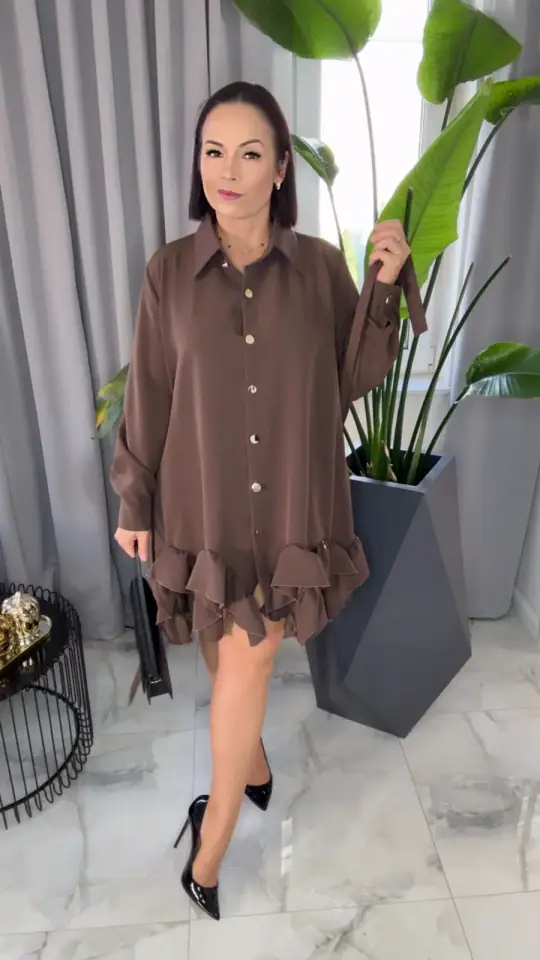 Sukienka brązowa Lola Bianka elegancka, zdjęcie 2 z 2 – odzież damska Victoria Fashion