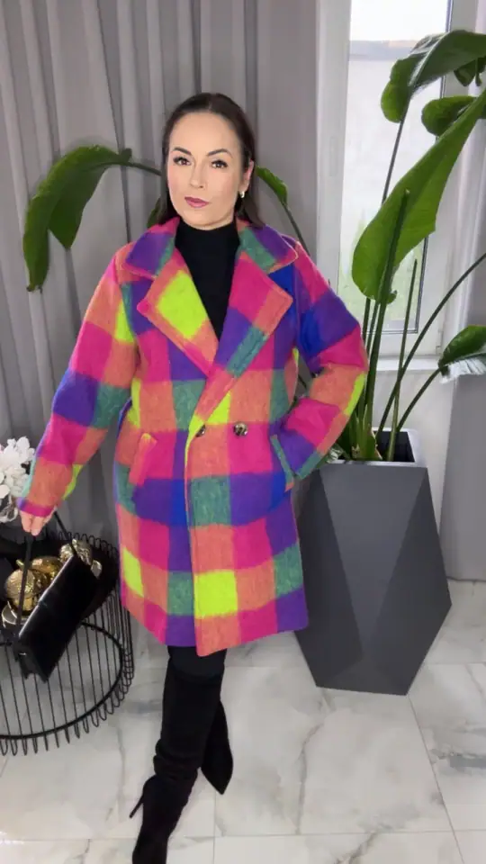 Płaszcz elegancki multicolor przepiękny, zdjęcie 2 z 2 – odzież damska Victoria Fashion