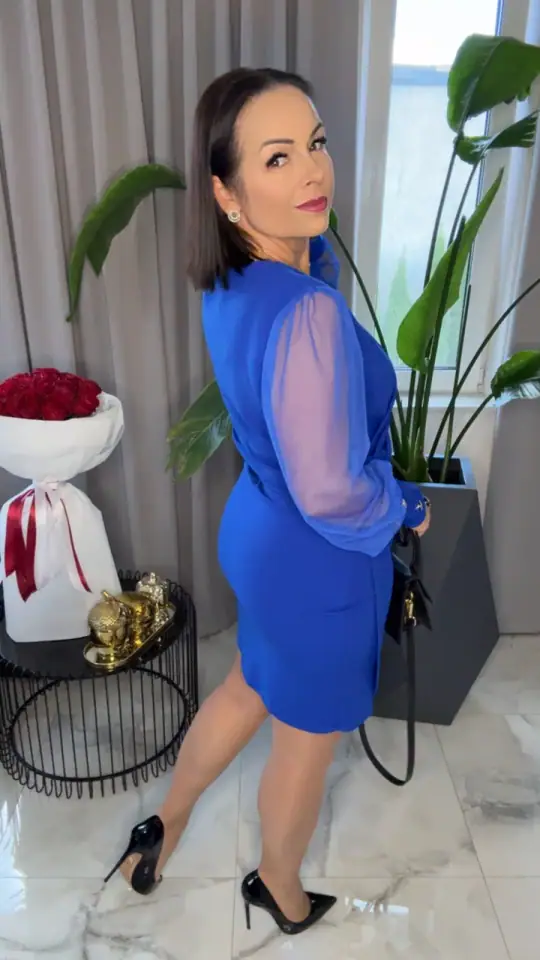 Sukienka elegancka chabrowa piękna, zdjęcie 2 z 2 – odzież damska Victoria Fashion