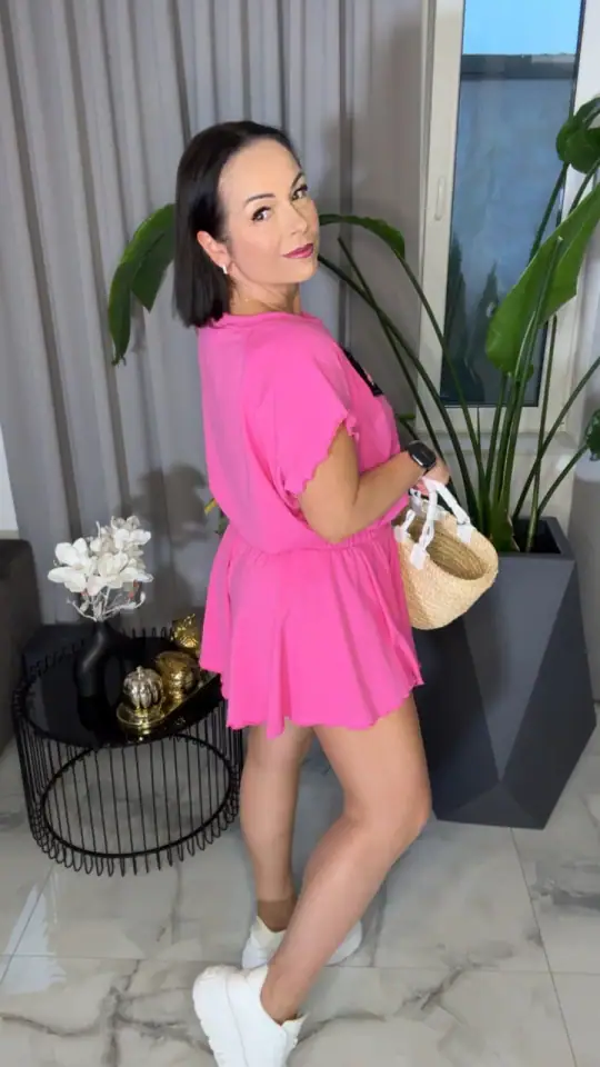 Komplet letni różowy Pink Mania, lola bianka, zdjęcie 2 z 2 – odzież damska Victoria Fashion