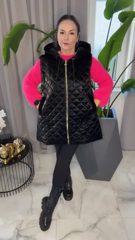 Bezrękawnik czarny Pink Mania piękny pikowany, Lola Bianka, zdjęcie 2 z 2 – odzież damska Victoria Fashion