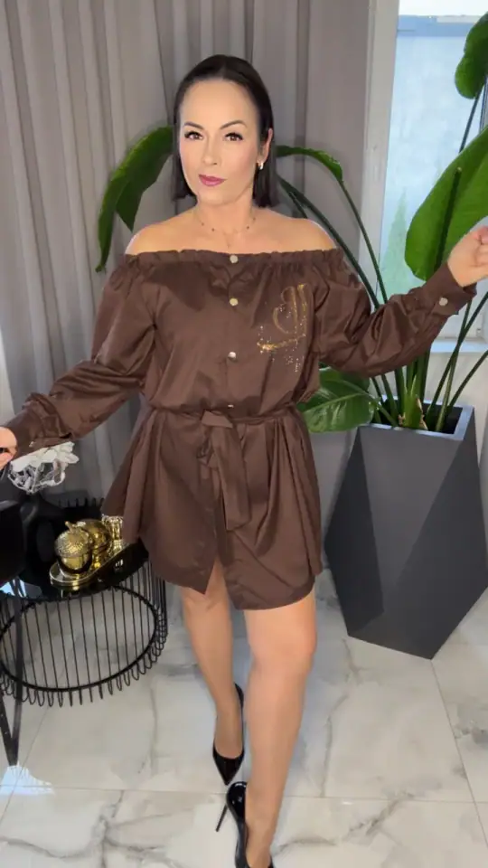 Sukienka Lola Bianka brązowa koszulowa, zdjęcie 1 z 2 – odzież damska Victoria Fashion