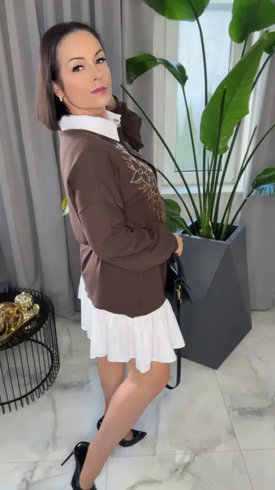 Sukienka brązowa Lola Bianka koszulowa 01, zdjęcie 2 z 2 – odzież damska Victoria Fashion