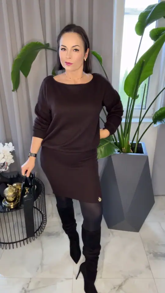 Komplet brązowy dzianinowy Lola Bianka, zdjęcie 1 z 2 – odzież damska Victoria Fashion