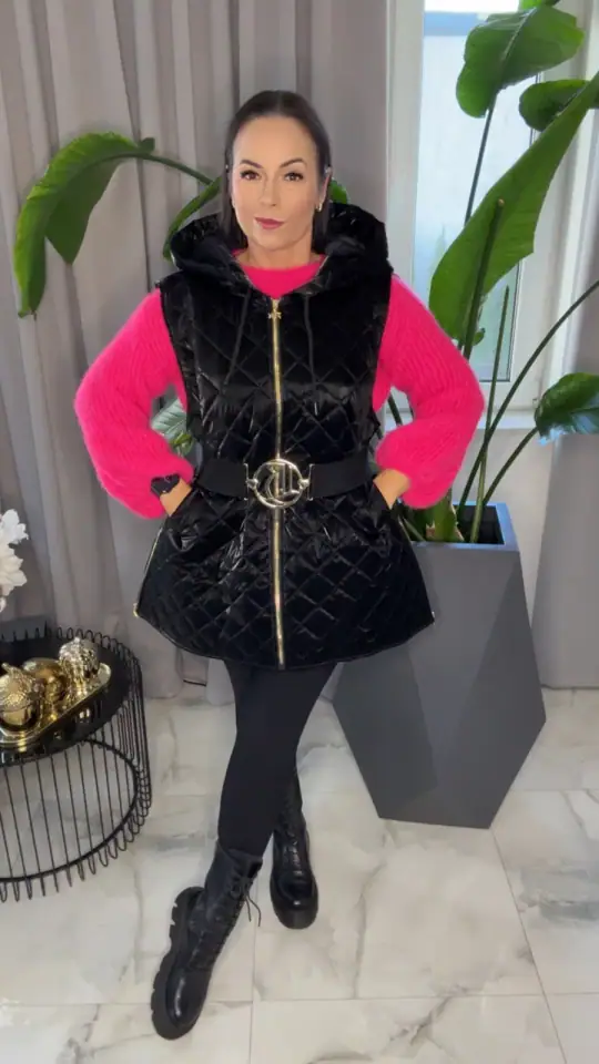 Bezrękawnik czarny Pink Mania piękny pikowany, Lola Bianka, zdjęcie 1 z 2 – odzież damska Victoria Fashion