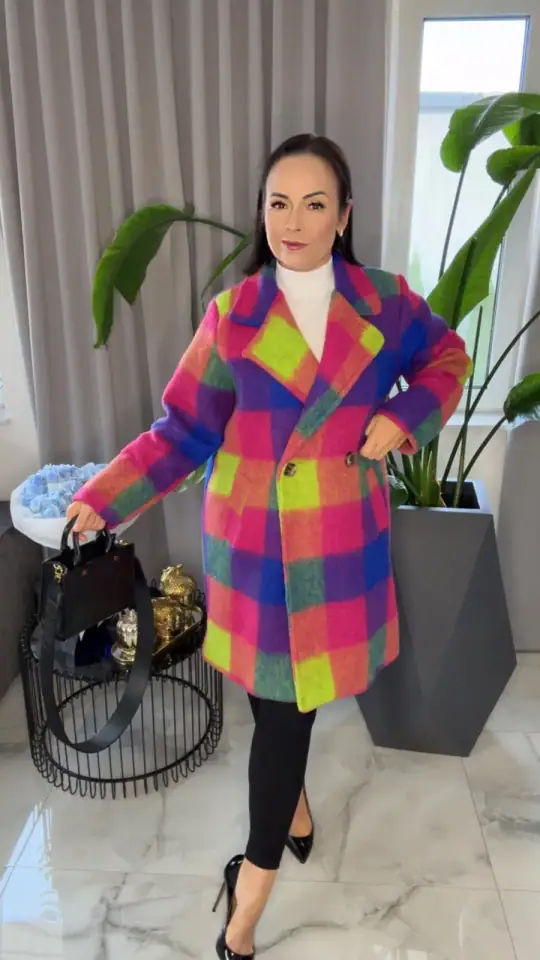 Płaszcz elegancki multicolor przepiękny, zdjęcie 1 z 2 – odzież damska Victoria Fashion