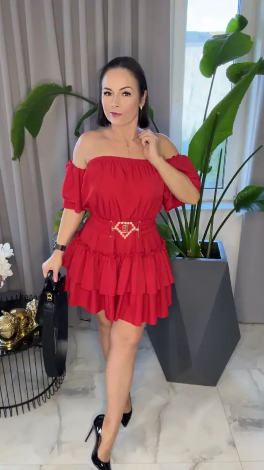 Sukienka czerwona Lola Bianka hiszpanka, zdjęcie 1 z 2 – odzież damska Victoria Fashion