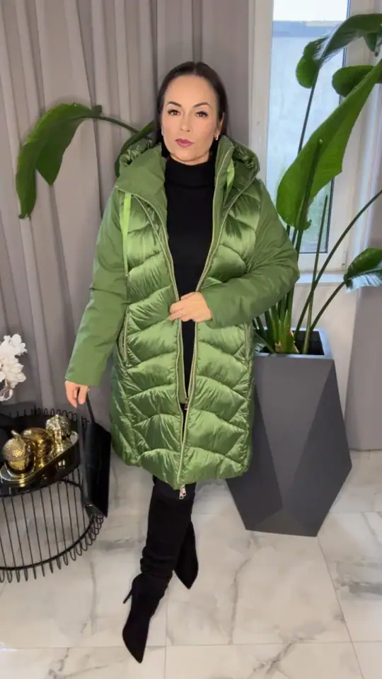 Kurtka puchowa khaki piękna ciepła, zdjęcie 1 z 2 – odzież damska Victoria Fashion