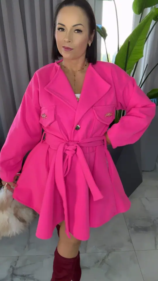 Płaszczy Pink Mania Lola Bianka różowy piękny, zdjęcie 2 z 2 – odzież damska Victoria Fashion