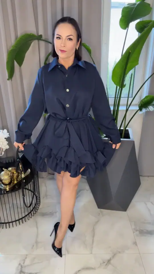 Sukienka Lola Bianka granatowa elegancka, zdjęcie 1 z 2 – odzież damska Victoria Fashion