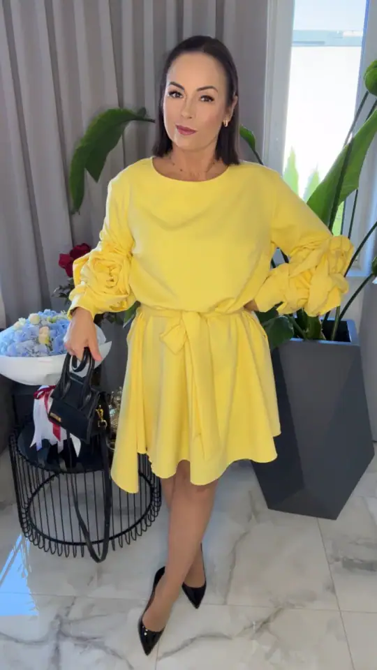Sukienka Lola Bianka żółta wizytowa, zdjęcie 1 z 2 – odzież damska Victoria Fashion