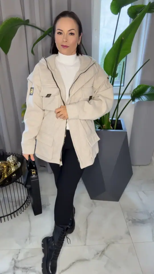 Kurtka beżowa parka Pink Mania piękna, Lola Bianka, zdjęcie 1 z 2 – odzież damska Victoria Fashion