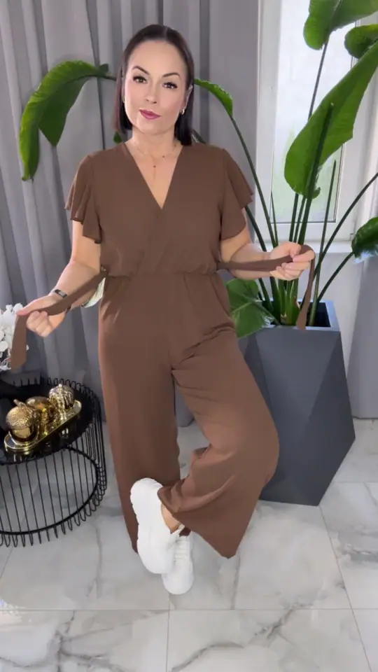Kombinezon brązowy długi, zdjęcie 2 z 2 – odzież damska Victoria Fashion