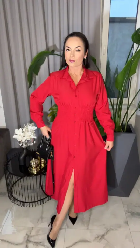 Sukienka czerwona elegancka ołówkowa, zdjęcie 1 z 2 – odzież damska Victoria Fashion