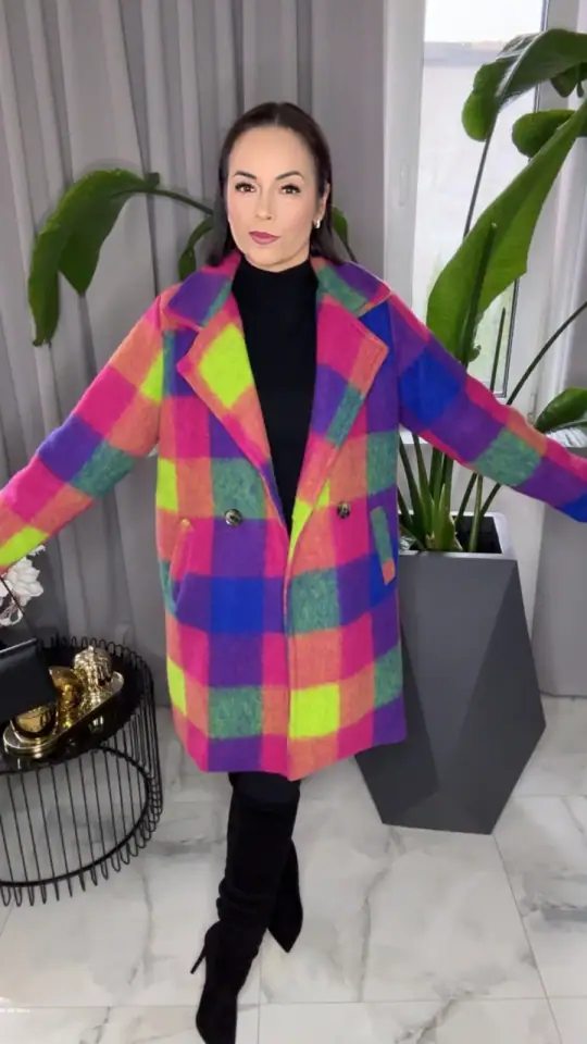 Płaszcz elegancki multicolor przepiękny, zdjęcie 1 z 2 – odzież damska Victoria Fashion