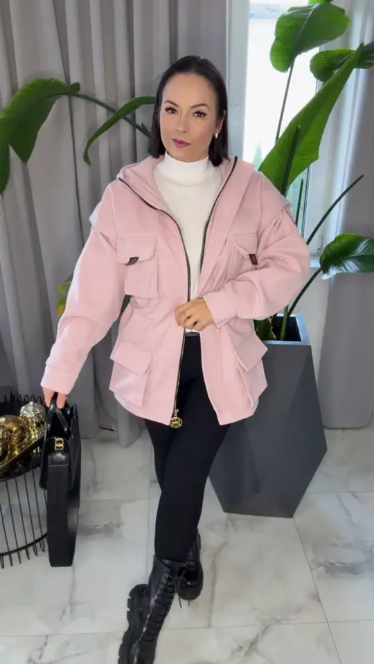 Kurtka róźowa parka Pink Mania piękna, Lola Bianka, zdjęcie 2 z 2 – odzież damska Victoria Fashion