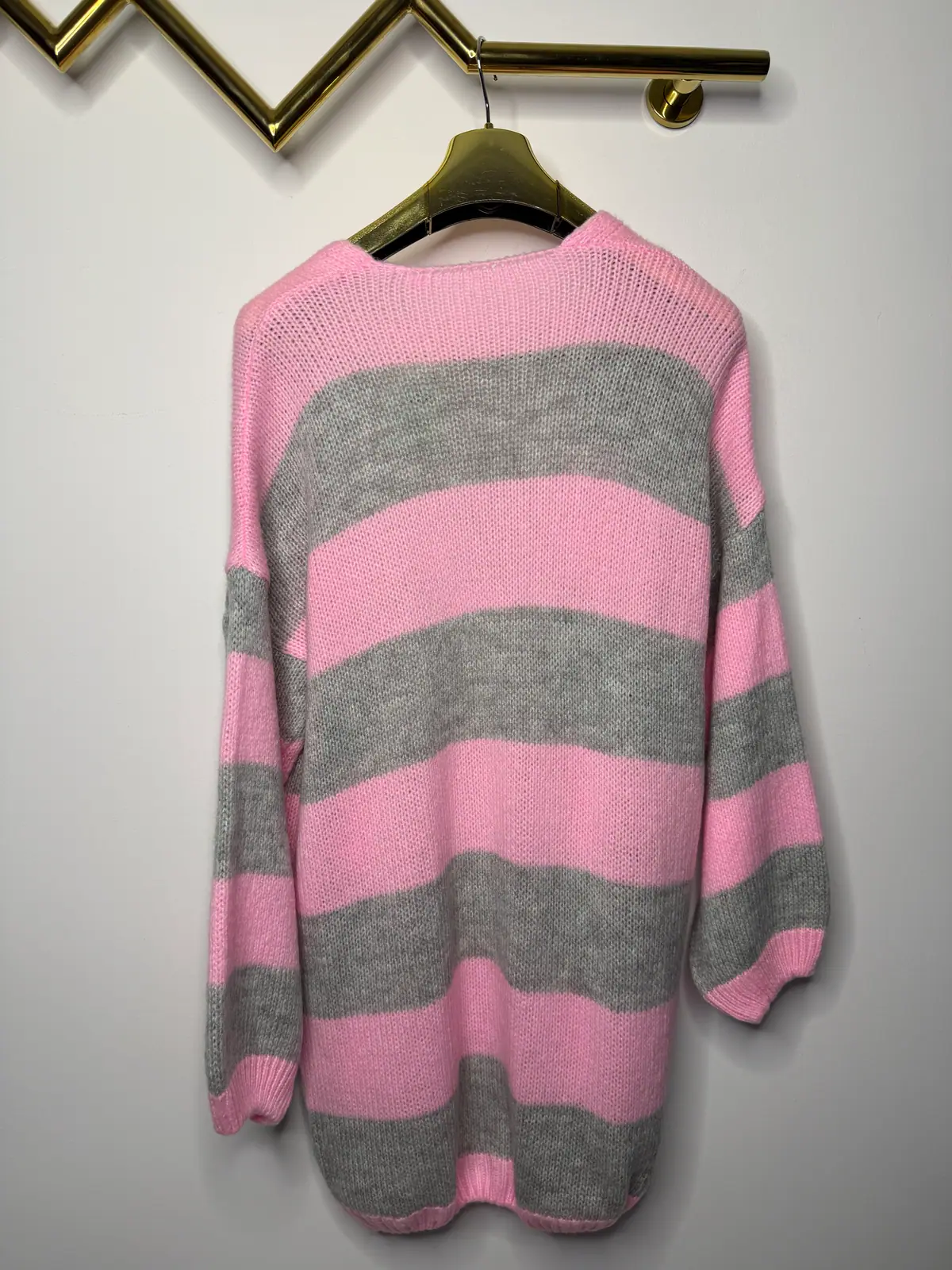 Sweter długi kardigan różowy piękny – miniatura 9 z 10