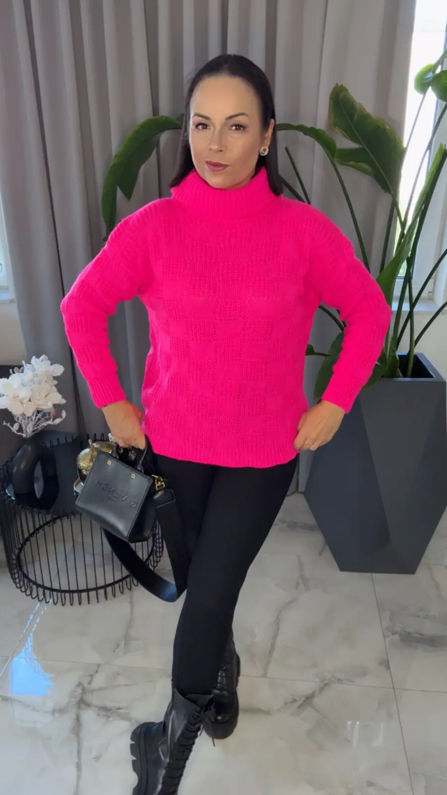 Sweter różowy golf SALE – miniatura 3 z 10