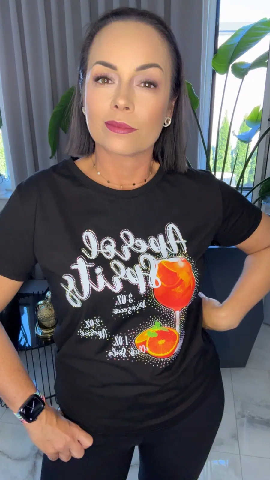Bluzka bawełniana czarny tshirt z nadrukiem – miniatura 4 z 7