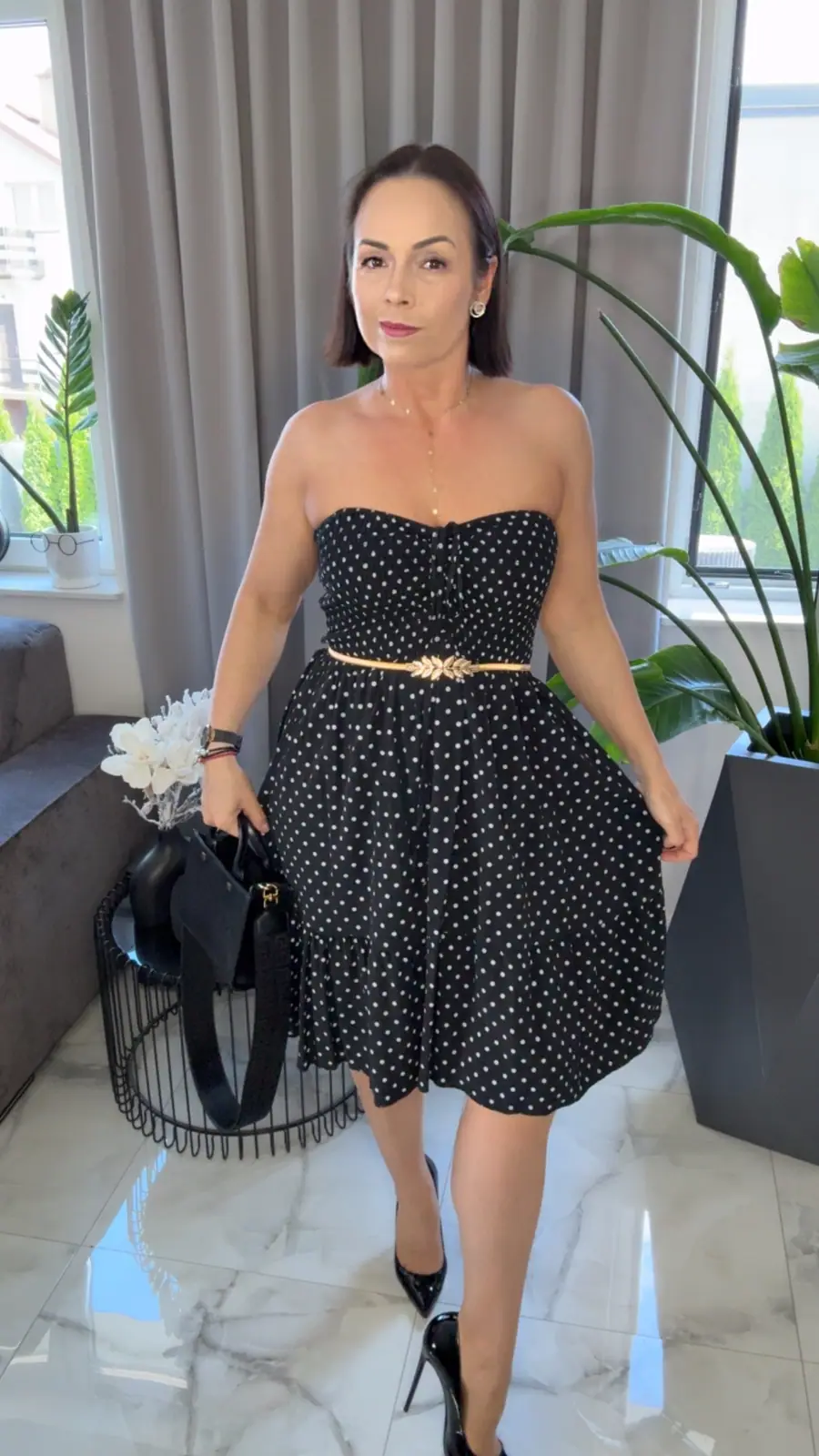 Sukienka czarna hiszpanka w grochy – miniatura 6 z 10