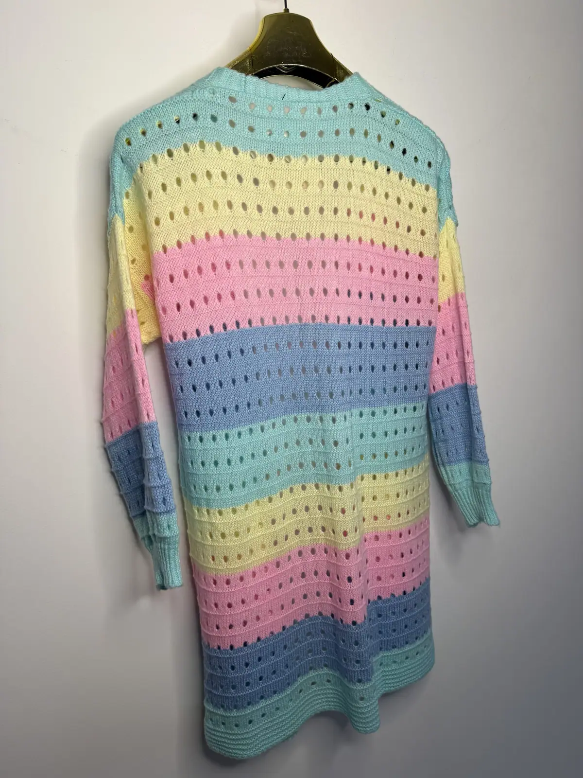 Kardigan pastelowy cieplutki dłuższy sweter – miniatura 11 z 11