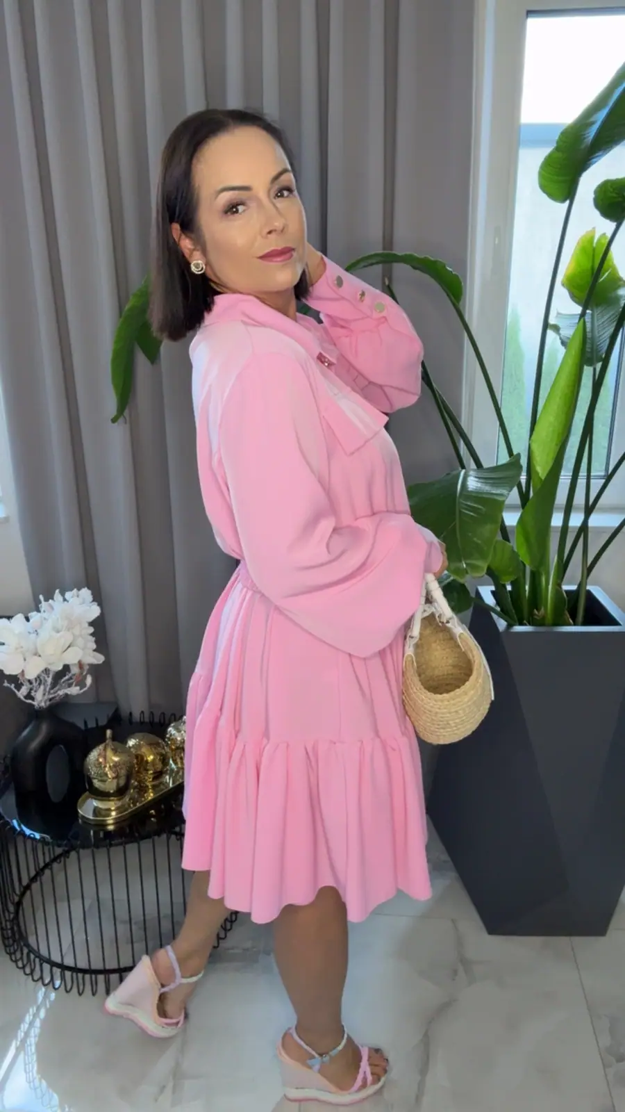 Sukienka Lola Bianka elegancka różowa – miniatura 4 z 12