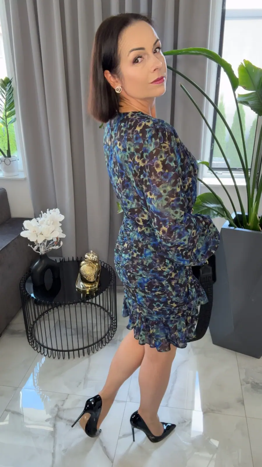 Sukienka wizytowa pawie oczka piękna elegancka – miniatura 4 z 13