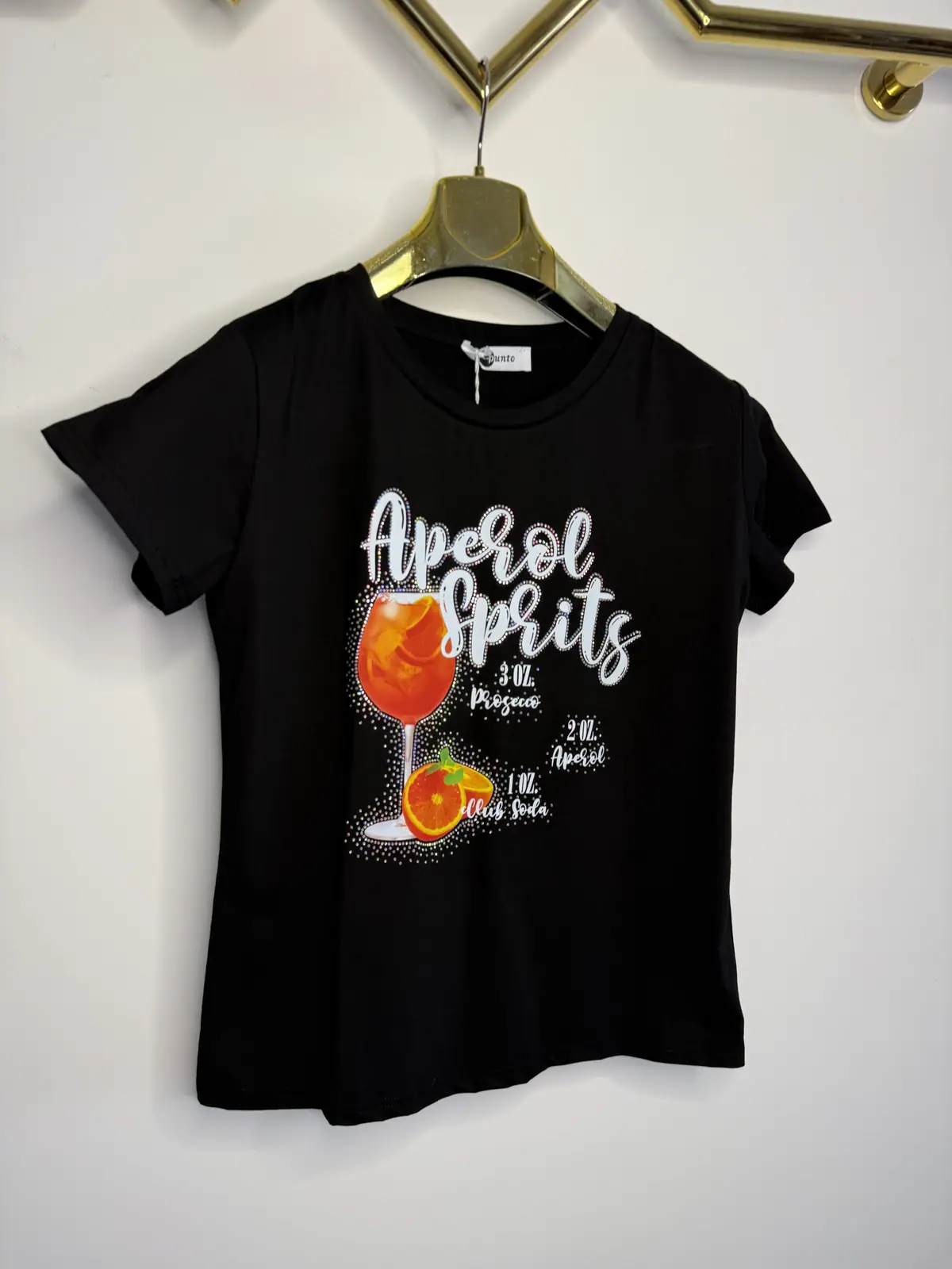 Bluzka bawełniana czarny tshirt z nadrukiem – miniatura 5 z 7