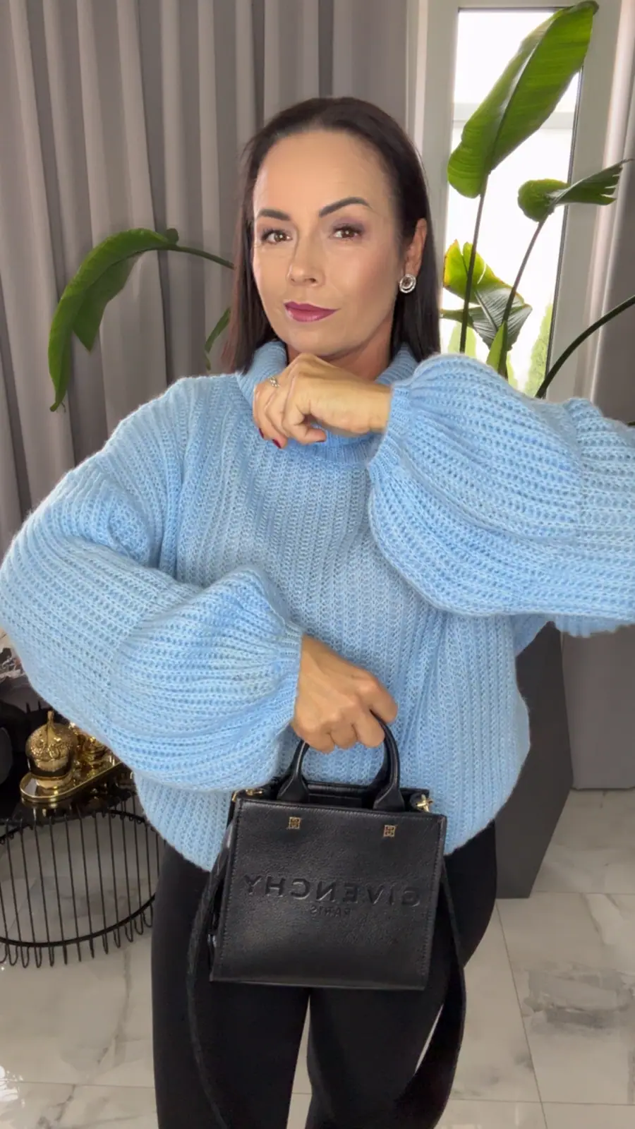 Sweter błękitny piękny cieplutki golf – miniatura 7 z 7