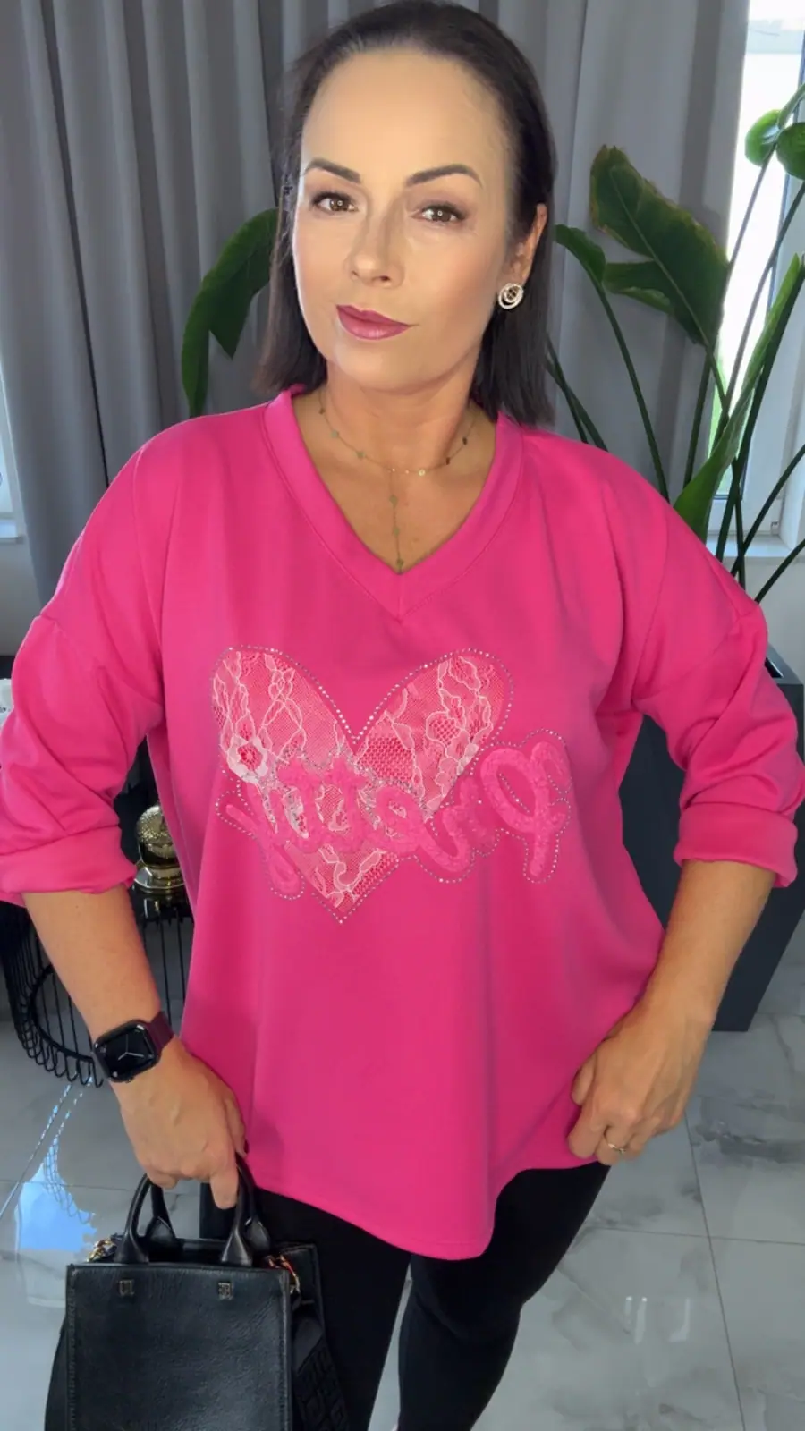 Bluza różowa wygodna tunika – miniatura 4 z 9