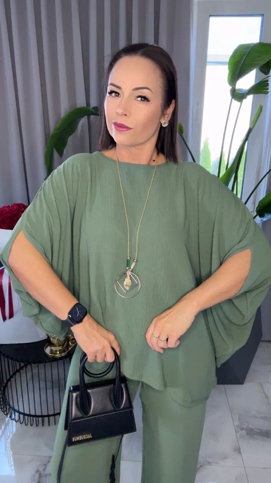 Komplet elegancki khaki piękny dres – miniatura 6 z 11