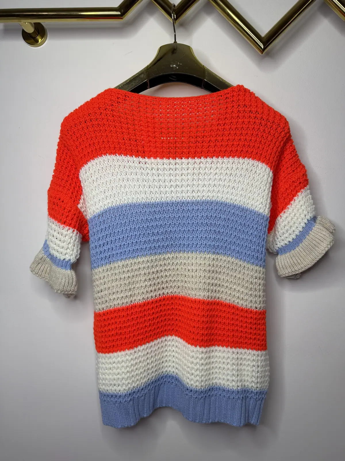 Sweter w paski pomarańczowo błękitny cudny – miniatura 9 z 9