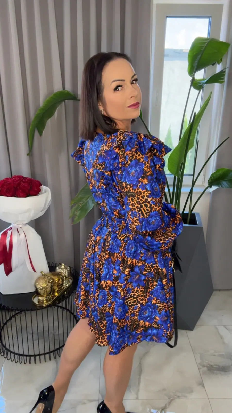 Sukienka Lola Bianka chabrowa panterka – miniatura 5 z 13