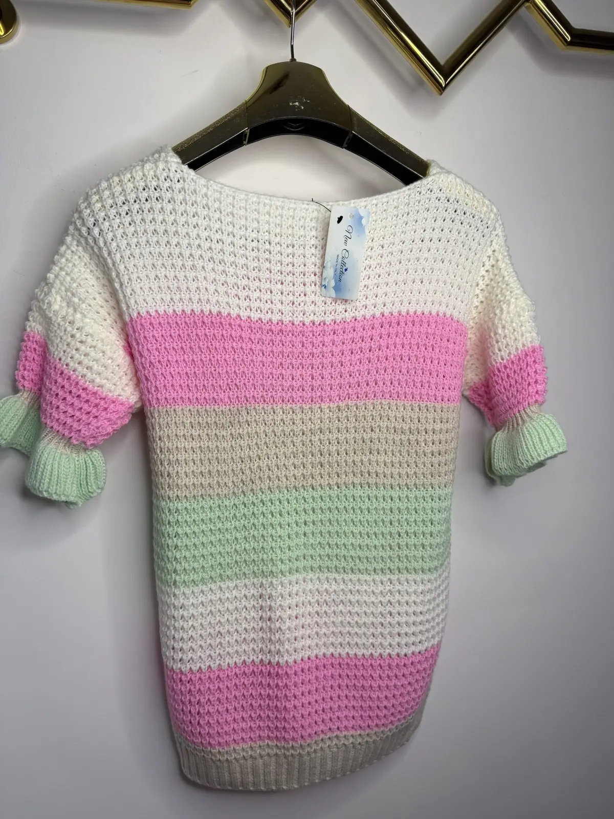 Sweter pastelowy krótki rękawek piękny – miniatura 8 z 10
