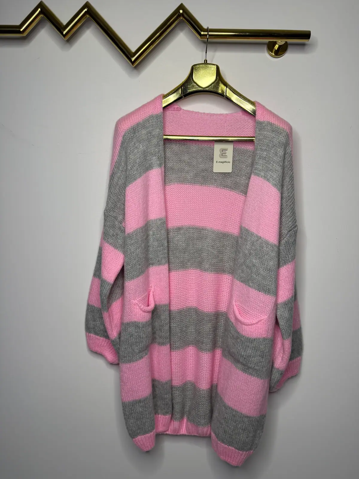 Sweter długi kardigan różowy piękny – miniatura 10 z 10