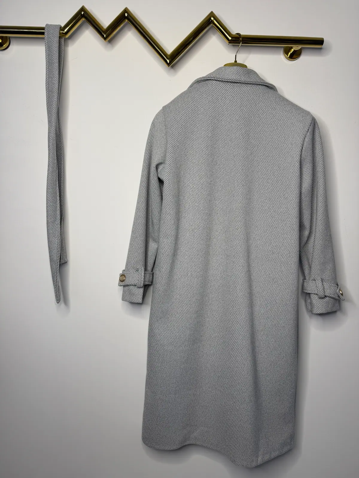 Płaszcz szary elegancki długi – miniatura 14 z 16