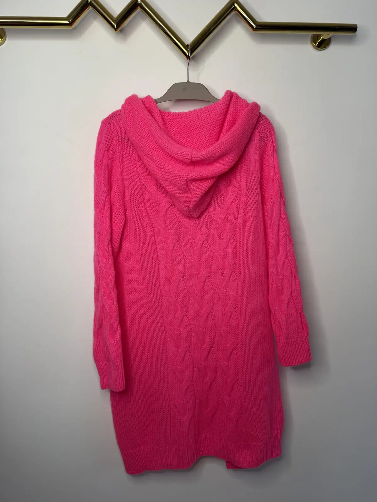 Sweter różowy długi kardigan piękny – miniatura 11 z 12
