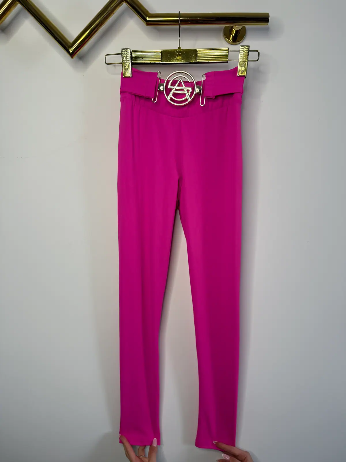 Leginsy różowe Pink Mania M z klamrą złotą – miniatura 6 z 9