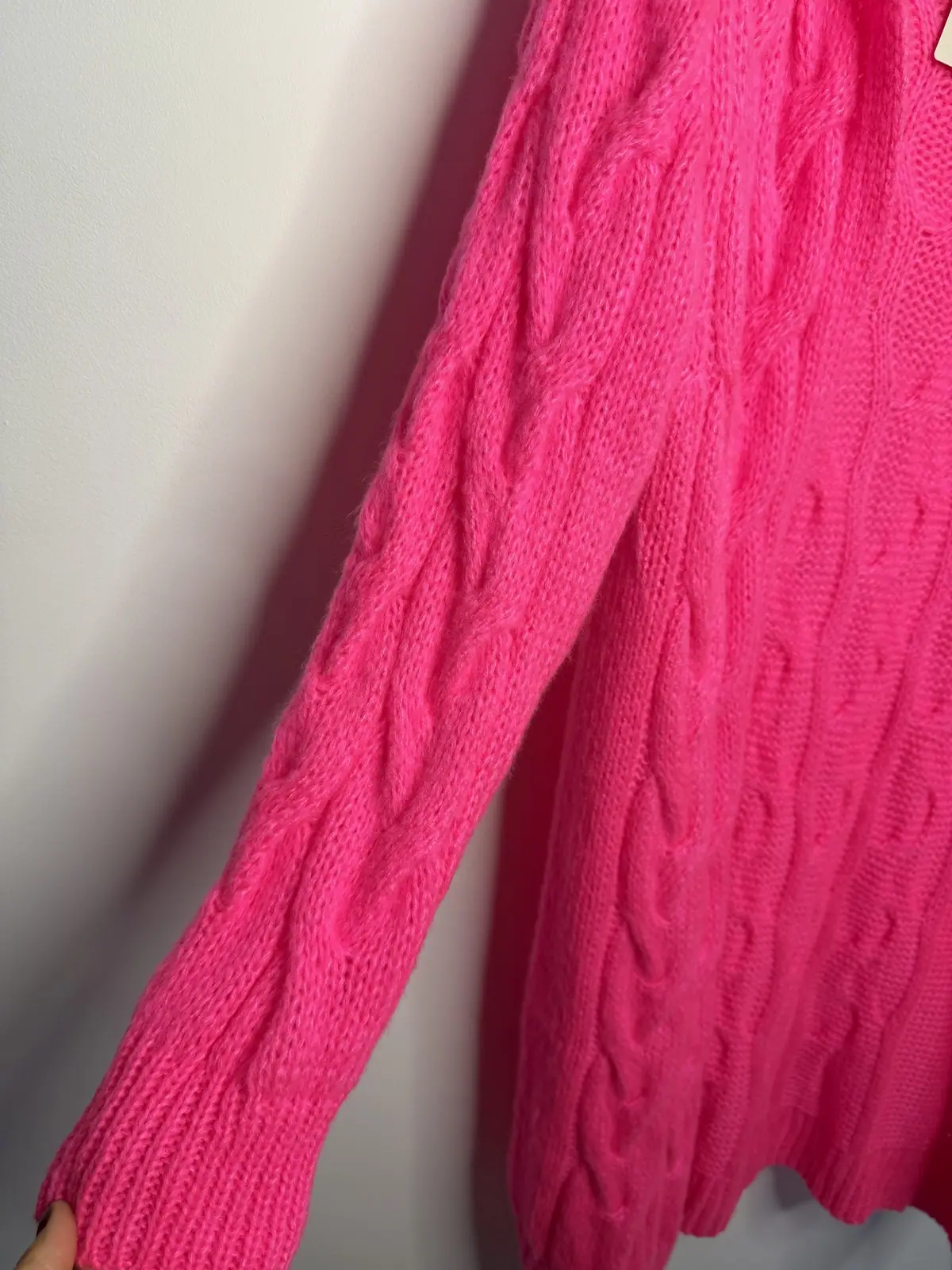 Sweter różowy długi kardigan piękny – miniatura 9 z 12