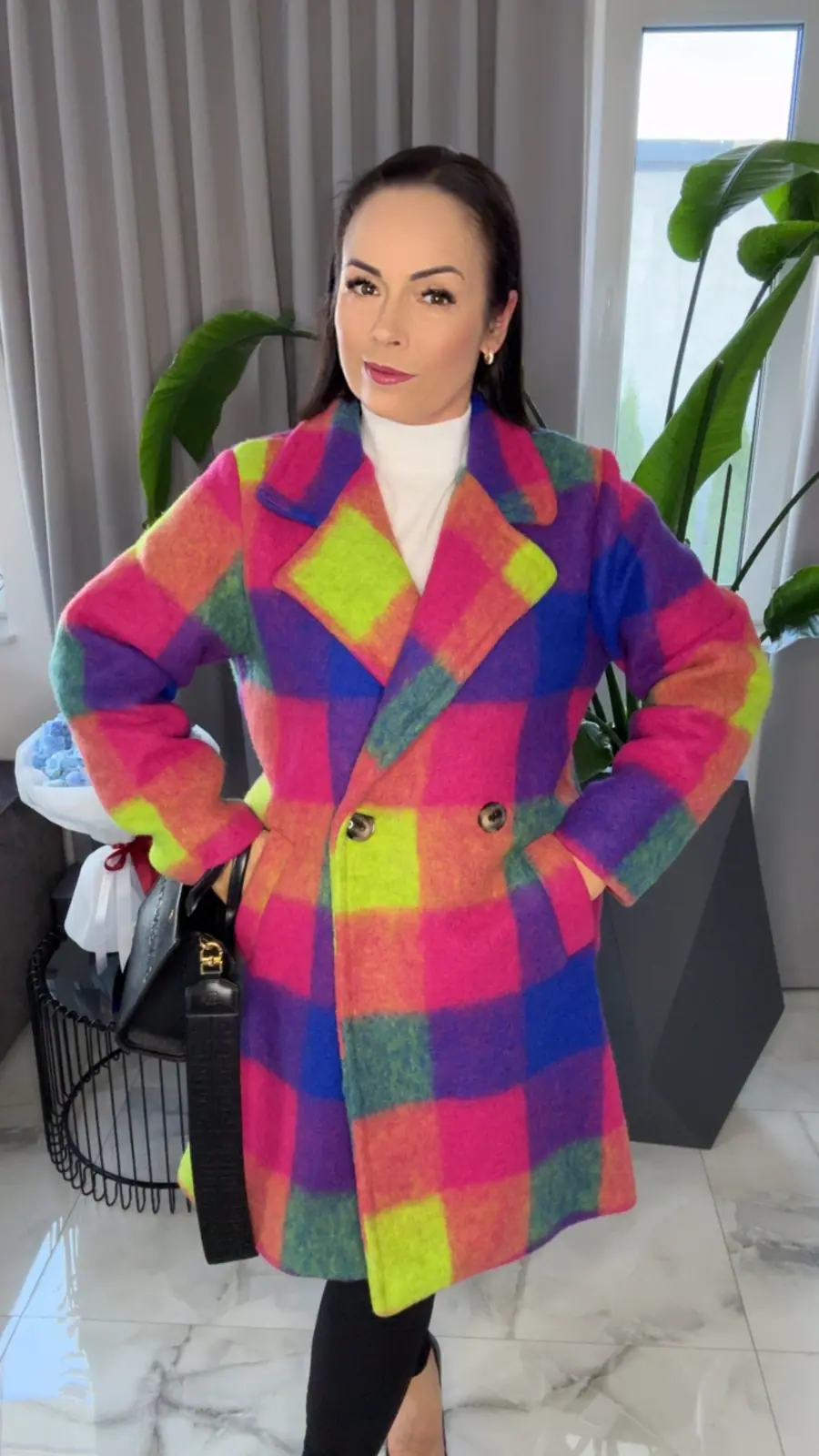 Płaszcz elegancki multicolor przepiękny – miniatura 4 z 12