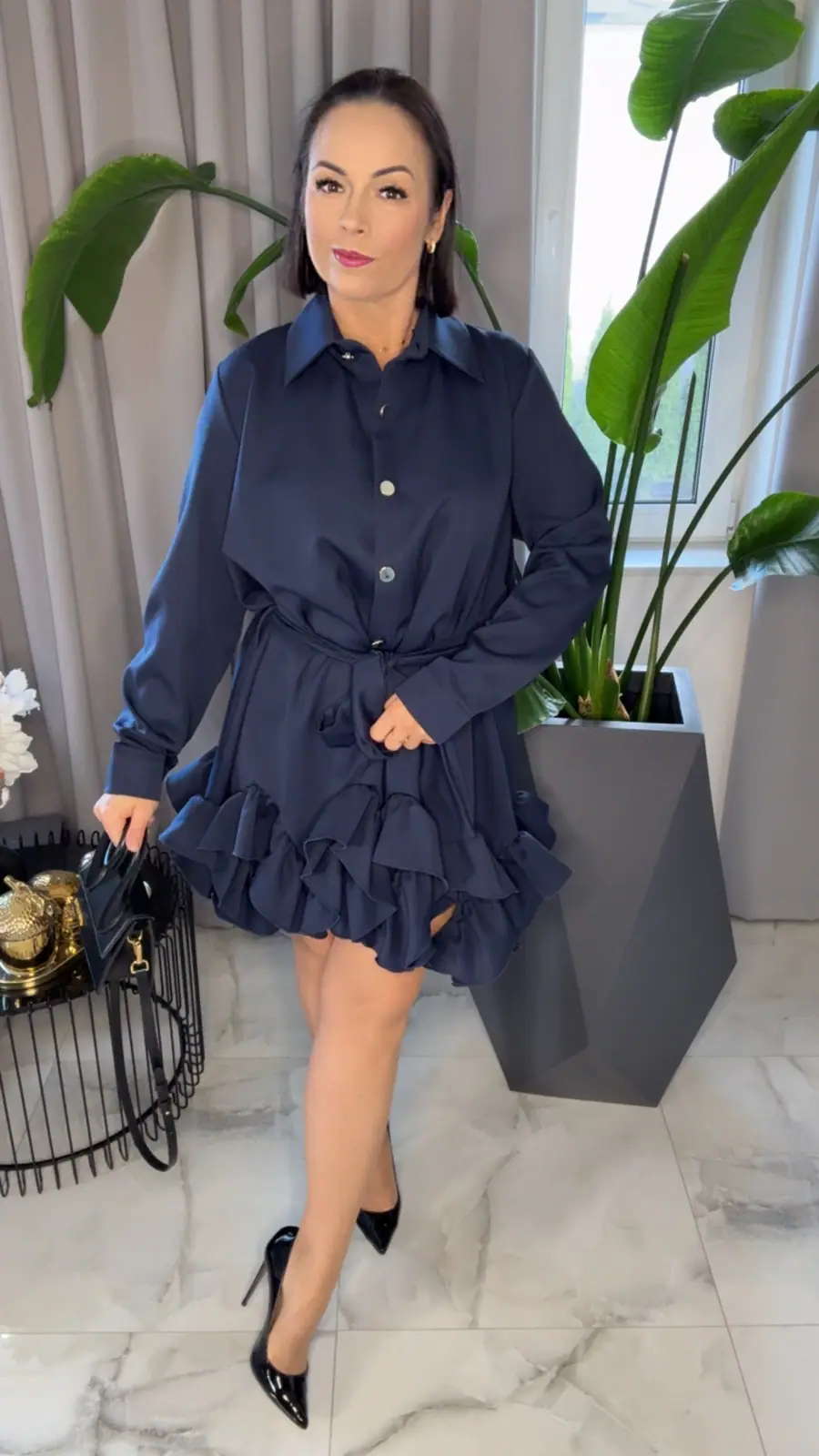 Sukienka Lola Bianka granatowa elegancka – miniatura 7 z 12