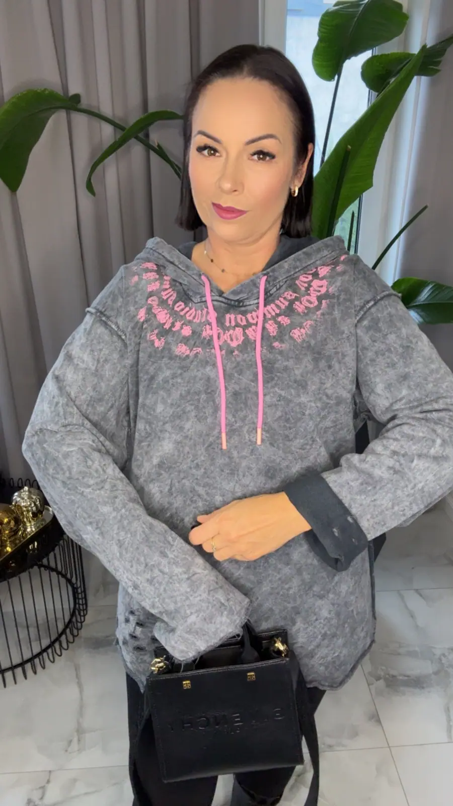Bluza szara neon z dziurami bawełniana – miniatura 3 z 11