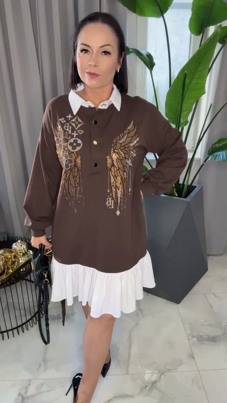 Sukienka brązowa Lola Bianka koszulowa 01 – miniatura 7 z 7