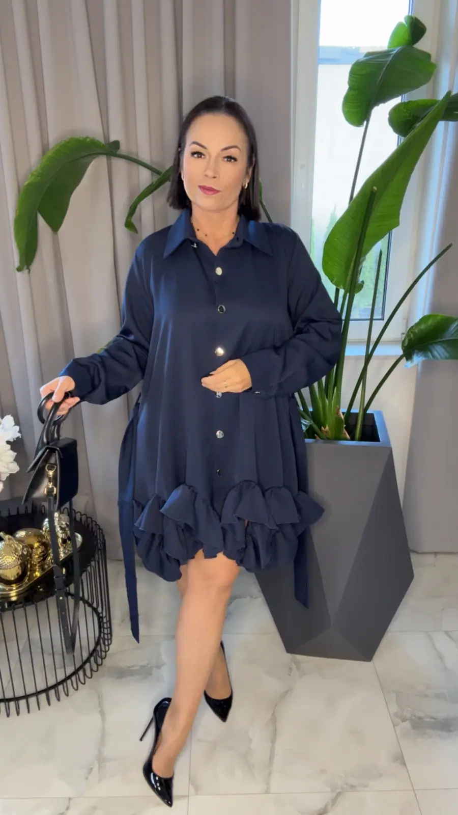 Sukienka Lola Bianka granatowa elegancka – miniatura 5 z 12