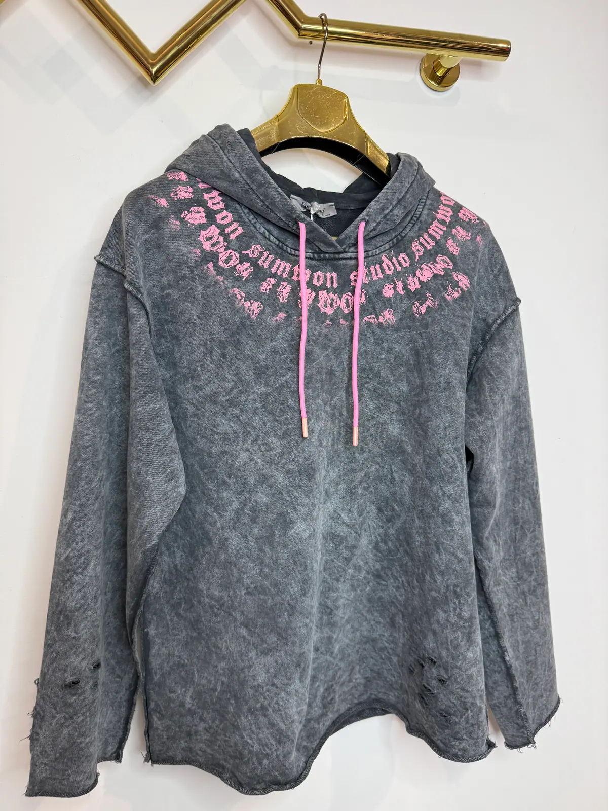 Bluza szara neon z dziurami bawełniana – miniatura 10 z 11