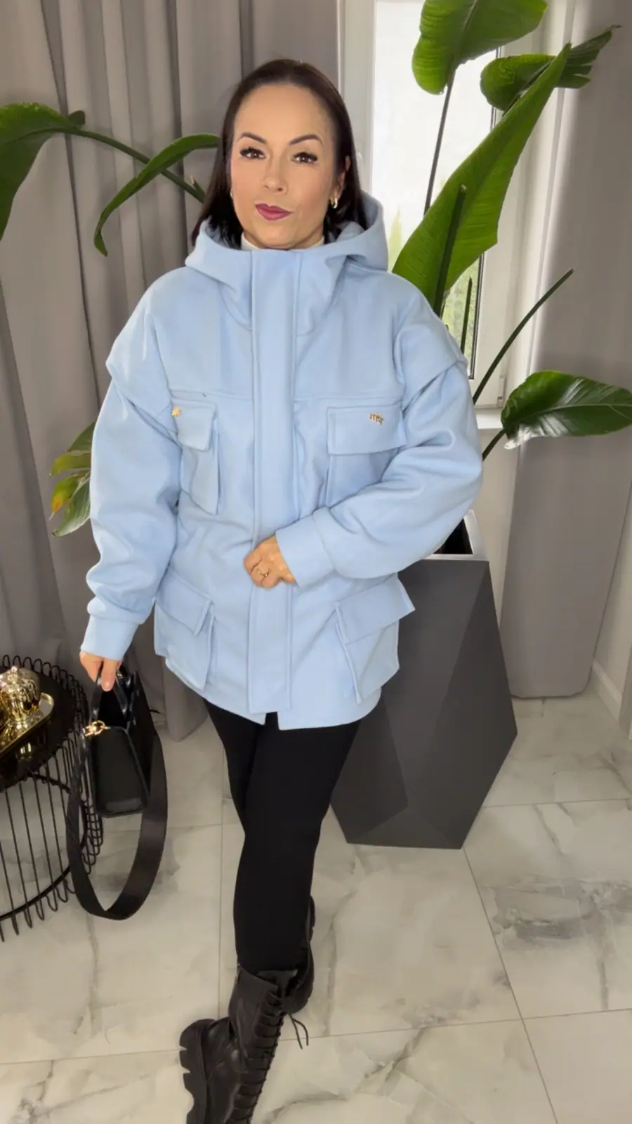 Kurtka niebieska parka Pink Mania piękna – miniatura 6 z 8