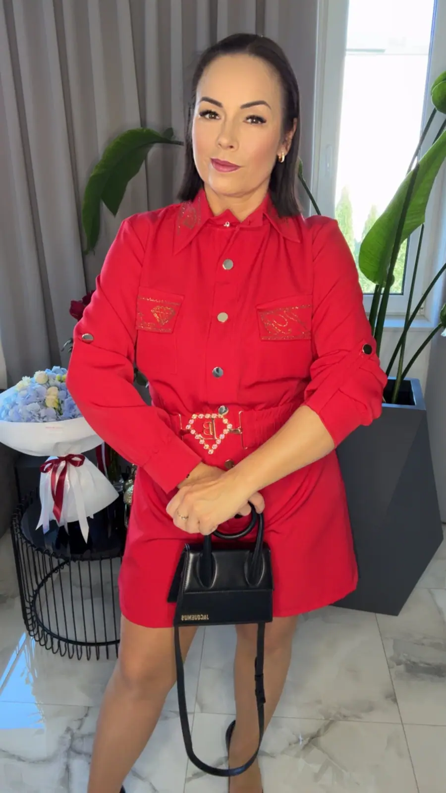 Kombinezon czerwony Lola Bianka elegancki – miniatura 5 z 12