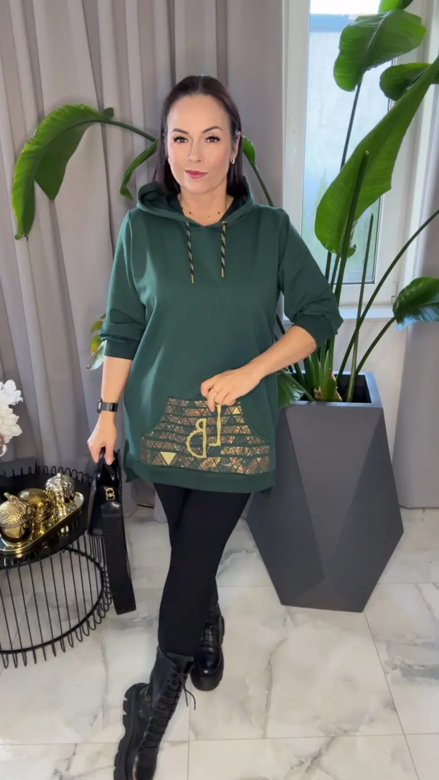 Bluza zielona Lola Bianka tunika dresowa – miniatura 4 z 9