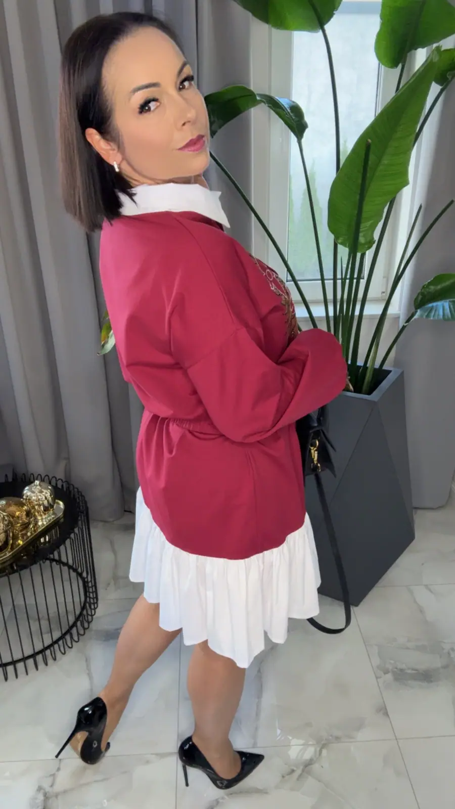 Sukienka bordowa Lola Bianka koszulowa – miniatura 5 z 10